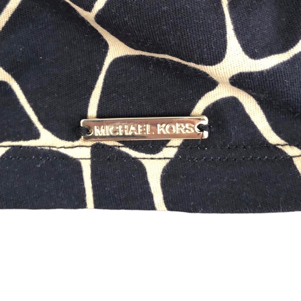 Michael Kors Flutter Sleeve Top Pullover Blouse Medium Black Khaki Giraffe-NWT - Picture 6 of 9
